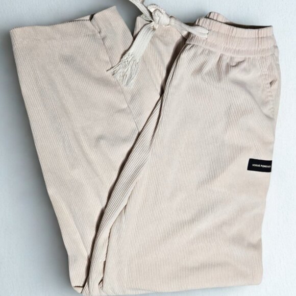 Womens Vogue Forever off white corduroy pants Wide legs comfy relaxing fit - Picture 1 of 4